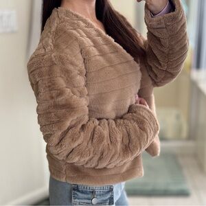 Women's Tan Faux Fur Jacket